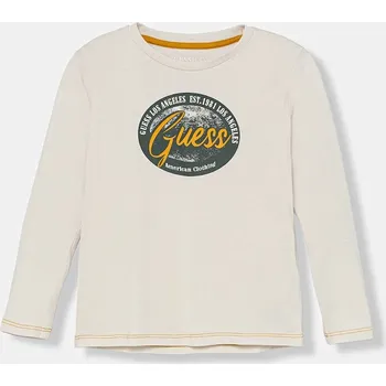 Dětské bavlněné tričko s dlouhým rukávem Guess N5BI11.I3Z14.9BYA béžová 08X, vel. 122-125