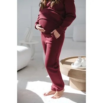 Zateplené těhotenské tepláky Motherhood - burgundy, bavlna Velikost: XS