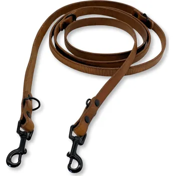 Vodítko pro psa VÝPRODEJ: Kožené přepínací vodítko PafDog® 16mm, 5 metrů, karabiny 70 mm, hnědé