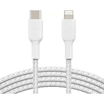 BELKIN kabel oplétaný USB-C - Lightning, 1m, bílý
