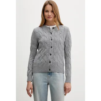 Dámský svetr Vlněný kardigan Tommy Hilfiger WW0WW47463 šedá 90X, vel. XL