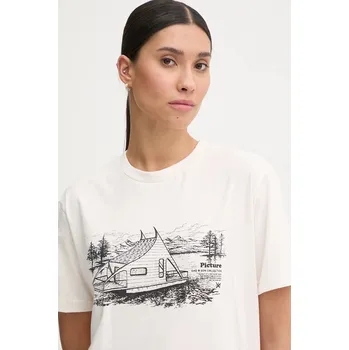 Pánské tričko Bavlněné tričko Picture D&S Boathouse béžová barva, s potiskem, MTS1190 01X, vel. XXL