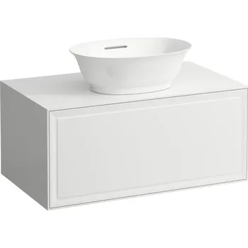 Koupelnový nábytek LAUFEN THE NEW CLASSIC Skříňka pod umyvadlo 800, s 1 zásuvkou, s výřezem uprostřed, pro umyvadlové mísy H812852, H812853 775x455, Bílá mat - H4060110851701