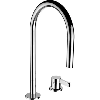 Vodovodní baterie Kartell LAUFEN Umyvadlová stojánková dvouotvorová páková baterie s otočným výtokem 166 mm, průtok 5,3 l/min, bez automatické výpusti, chrom 1x1, no colour - H3113320042201