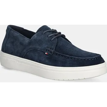 Dámská obuv Kožené mokasíny Tommy Hilfiger SUEDE STITCH TOE HYBRID pánské, tmavomodrá barva, FM0FM05707 59X, EUR 45