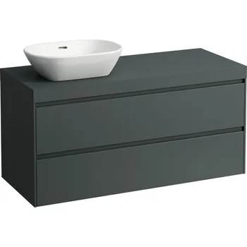 Koupelnový nábytek LAUFEN LANI Modulární sestava 1200, umyvadlová deska 65 mm (.266 šedá traffic), s výřezem vlevo, se 2 zásuvkami 1185x495, Šedá traffic - H4055721122661