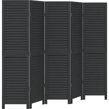 Paraván Paraván 5-panelový, černý, masivní dřevo paulovnie