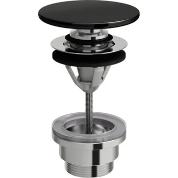 PALOMBA COLLECTION|LAUFEN Odpadní ventil se zátkou click-clack, včetně keramické krytky SaphirKeramik 80x80, Černá lesklá - H8981920200001