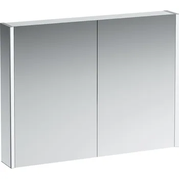 Koupelnový nábytek LAUFEN FRAME 25 Hliníková zrcadlová skříňka, podélné LED osvětlení, el. zásuvka a senzorový spínač osvětlení 1000x150, Bílá lesklá - H4086039001451