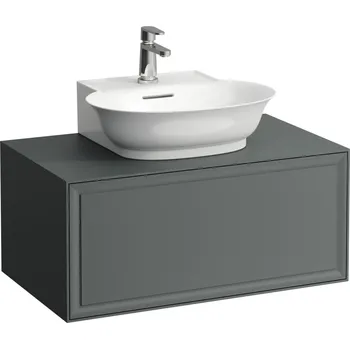 Koupelnový nábytek LAUFEN THE NEW CLASSIC Skříňka pod umyvadlo 600, s 1 zásuvkou, s výřezem uprostřed, pro umyvadla H816852 775x455, Šedá traffic - H4060130856271