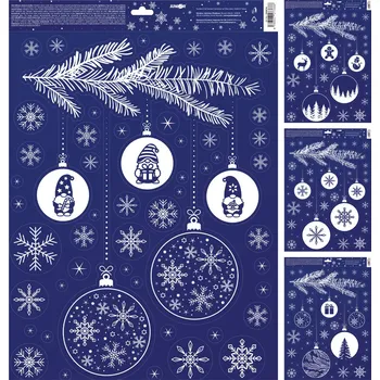 Vánoční dekorace Adhezní nálepky JUNIOR 30x42 cm - Vánoční koule (mix /cena 1 bal.)