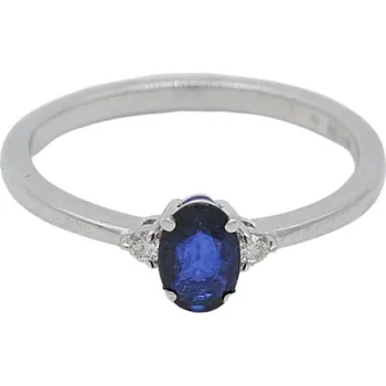 Prsten Zlatý briliantový prsten se safírem z bílého zlata