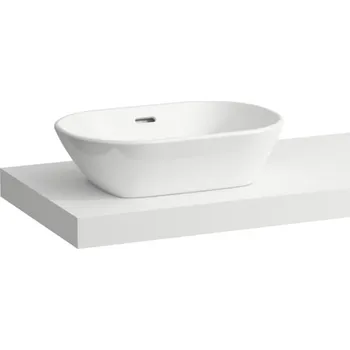 Koupelnový nábytek LAUFEN LANI Umyvadlová deska 1200, s výřezem vlevo, tloušťka: 65 mm, vč. 2 nástěnných držáků 1185x495, Bílá mat - H4046721122601