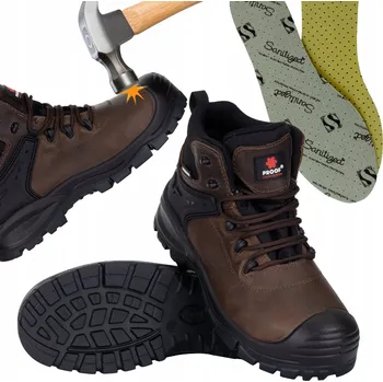 Pracovní obuv PRACOVNÍ KOŽENÉ VODĚODOLNÉ BOTY PROOF BRICO DINTEX MEMBRANE S3S VELIKOST 48