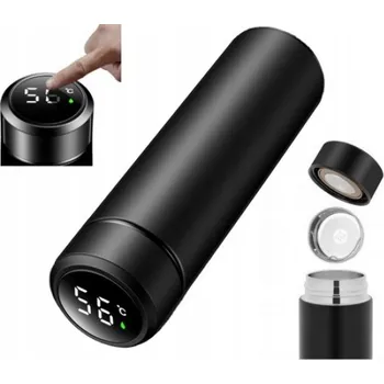 Termoska Termohrnek Termoska Lahev Na Pití 500 ml Nerezová Ocel Černý Dotykový LCD displej