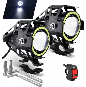 2x MOTOCYKLOVÉ HALOGENOVÉ ŽÁROVKY REFLEKTORY S LED KRUHEM