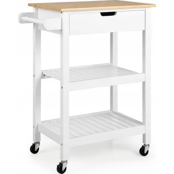 Servírovací stolek Kuchyňský vozík se zásuvkou a bambusovou deskou Kuchyňský ostrůvek