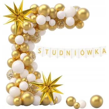 Sada dekorací balónková girlanda banner na ples, bílo-zlatá