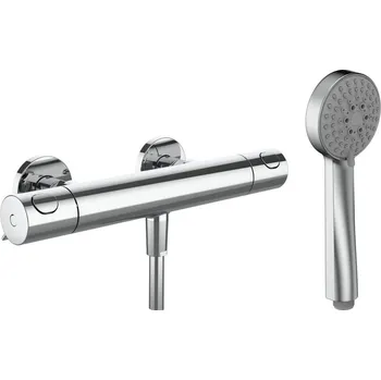 Vodovodní baterie LAUFEN THERM Sprchová nástěnná termostatická baterie 150 mm, s flexibilní sprchovou hadicí Simiflex Zero a ruční sprchou Stella 80, 1 funkce, chrom 360x200, no colour - HF506551100600