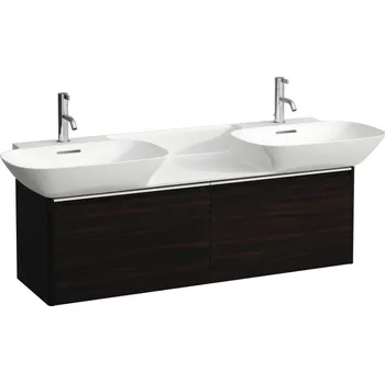 Koupelnový nábytek LAUFEN BASE Skříňka pod umyvadlo, se 2 zásuvkami, pro umyvadlo H814304, úchytka z eloxovaného hliníku 1170x350, Tmavěhnědý jilm - H4030151102631