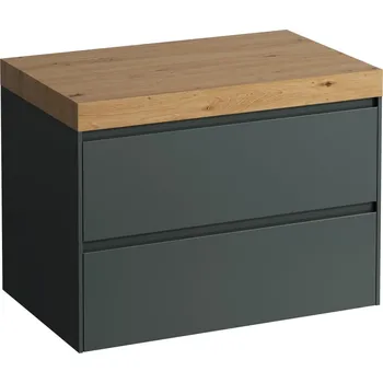 Nábytek LAUFEN LANI Modulární sestava 800, umyvadlová deska 65 mm (.267 divoký dub), bez výřezu, se 2 zásuvkami 785x495, Šedá traffic - H4065501122661