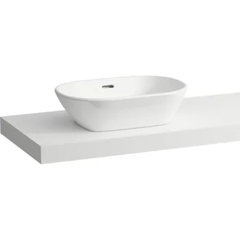 Koupelnový nábytek LAUFEN LANI Umyvadlová deska 1600, s výřezem vlevo, tloušťka: 65 mm, vč. 3 nástěnných držáků 1570x495, Bílá mat - H4046921122601