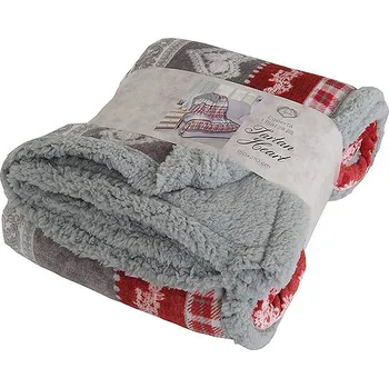 Dětská deka B.E.S. - Petrovice Deka s beránkem mikroflanel Tartan Heart, dárkové balení