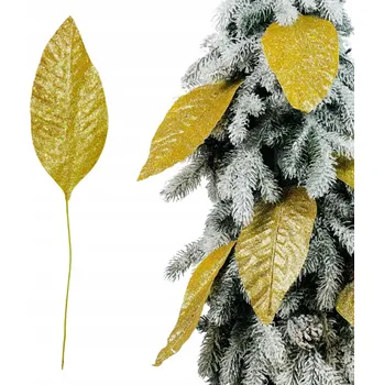Vánoční dekorace ZLATÝ LIST BROKÁTOVÉ LISTY VĚTVIČKY NA VÁNOČNÍ STROMEK NA ARANŽOVÁNÍ OZDOBY SVÁTKY 53