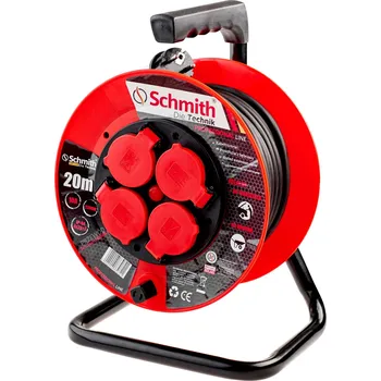Napájecí kabel Prodlužovací Kabel na bubnu Schmith 20 m, 4 ks, černý