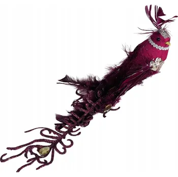 Obraz BORDOVÝ PAVÍ PTÁČEK ZIRKONY PTÁČCI NA VÁNOČNÍ STROMEK OZDOBY NA STROMEČEK 35 cm