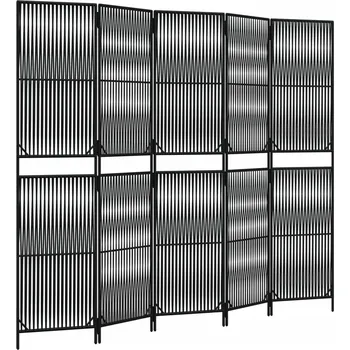 Paraván VidaXL Paraván 5dílný, černý, polyratan 245 x 200 cm