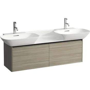 Nábytek LAUFEN BASE Skříňka pod umyvadlo, se 2 zásuvkami, pro umyvadlo H814304, úchytka z tmavého hliníku 1170x350, Světlý jilm - H4030161102621