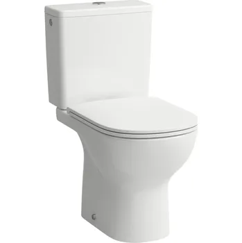 Klozet LAUFEN LUA Stojící kombinační WC RIMLESS PACK, hluboké splachování. Obsahuje stojící kombinační mísu, nádrž se spodním přívodem vody, splachovací mechanismus, sedátko s poklopem se zpomalovacím systémem a instalační sadu. 650x360, Bílá - H8670830007611