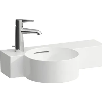 Umyvadlo LAUFEN VAL Kulaté umývátko, s odkládací plochou vpravo, řezatelné do 430 mm 550x315, Bílá mat - H8152837578111