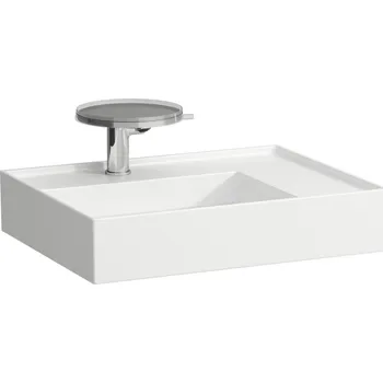 Umyvadlo Kartell LAUFEN Umyvadlo se skrytým odpadem, odkládací plocha vpravo, broušená spodní část 600x460, Bílá LCC Active (LAUFEN Clean Coat Active) - H818334A008151