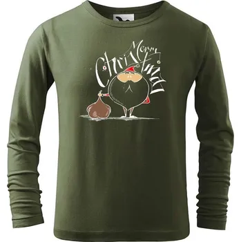 Dětská móda DOBRÝ TRIKO Dětské bavlněné triko Santa s dárky Velikost: 134/8 let, Barva: Khaki