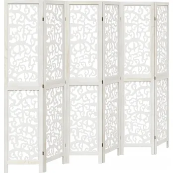 Paraván Paraván do pokoje, 6dílný, bílý, masivní dřevo paulovnie