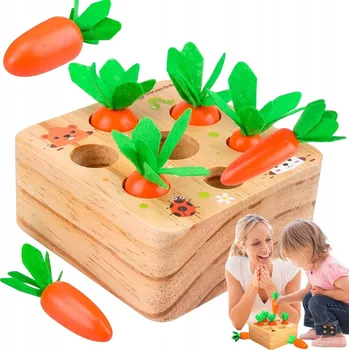 Dřevěná hračka DŘEVĚNÁ DOVEDNOSTNÍ HRA MONTESSORI MRKVE PRO DĚTI DÁREK