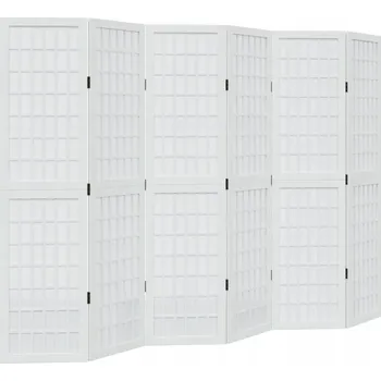 Paraván Paraván do pokoje, 6dílný, bílý, masivní dřevo paulovnie