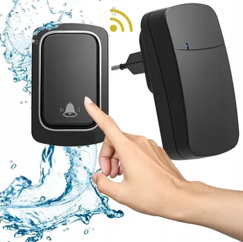 Domovní zvonek BEZDRÁTOVÝ ZVONEK KE DVEŘÍM VODĚODOLNÝ IP68 S DOSAHEM 150M, BEZBATERIOVÝ