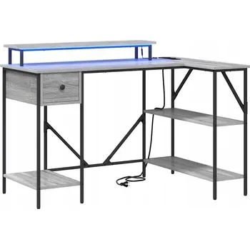 Psací stůl s LED osvětlením Šedý dub Sonoma 120 x 79 x 86,5 cm