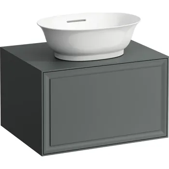 Koupelnový nábytek LAUFEN THE NEW CLASSIC Skříňka pod umyvadlo 600, s 1 zásuvkou, s výřezem uprostřed, pro umyvadlové mísy H812852, H812853 575x455, Šedá traffic - H4060010856271