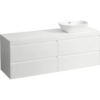 Koupelnový nábytek LAUFEN LANI Modulární sestava 1600, umyvadlová deska 65 mm (.260 bílá mat), s výřezem vpravo, se 4 zásuvkami: zásuvkový element 800 pravý + zásuvkový element 800 levý 1570x495, Bílá mat - H4045931122601