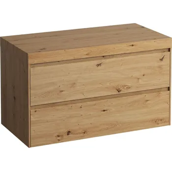Koupelnový nábytek LAUFEN LANI Modulární sestava 1000, umyvadlová deska 65 mm (.267 divoký dub), bez výřezu, se 2 zásuvkami 985x495, Divoký dub - H4065601122671