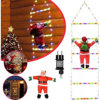 Vánoce SVATÝ Mikuláš NA ŽEBŘÍKU LED DEKORACE 120CM NA OKNO BALKON