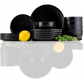 Talíř Sada jídelní servis pro 6 osob / 18 dílů, černá matná Victo Konsino