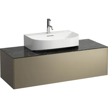 Koupelnový nábytek LAUFEN SONAR Skříňka pod umyvadlo, s 1 zásuvkou, pro umývátka H816341, H816342, s výřezem uprostřed 1175x455, Titan & nero marquina - H4054510341421