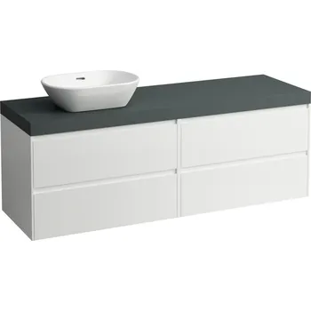 Koupelnový nábytek LAUFEN LANI Modulární sestava 1600, umyvadlová deska 65 mm (.266 šedá traffic), s výřezem vlevo, se 4 zásuvkami: zásuvkový element 800 pravý + zásuvkový element 800 levý 1570x495, Special colour - H4055921129901