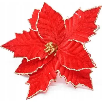 Vánoční dekorace Červené květy na vánoční stromeček ČERVENÁ HVĚZDA BETLÉMSKÁ VÁNOČNÍ HVĚZDA