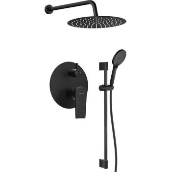 Sprchový set Sapho KAI podomítkový sprchový set s pákovou baterií, otočný přepínač, 2 výstupy, černá mat
